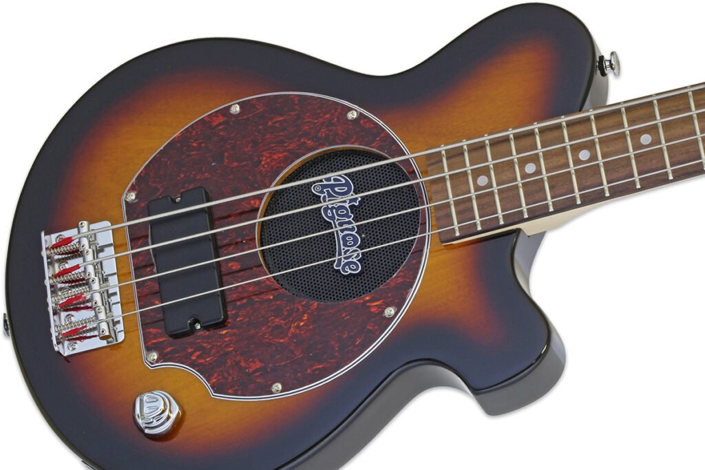 Pignose PGB-200 Mini Basso Elettrico Brown Sunburst - Con Altoparlante Integrato E Gig Bag